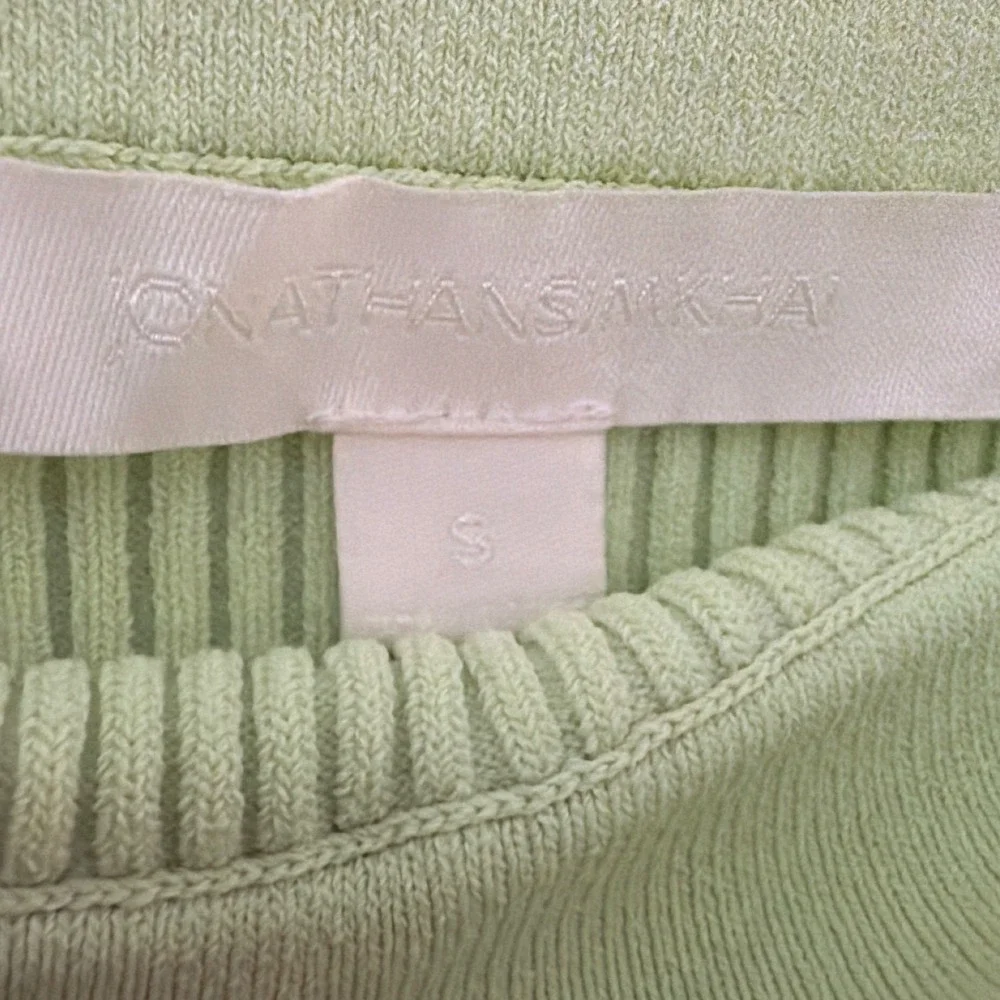 Jonathan Simkhai Jolene Pear Green Ribbed Knit Faux Wrap Slit Pencil Skirt Small